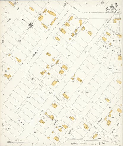 Sanborn Fire Insurance Map from Aberdeen, Grays Harbor County, Washington (1906), Sheet #0005 - Complete Map Set gallery image, historic Sanborn map, vintage wall art, Washington Washington