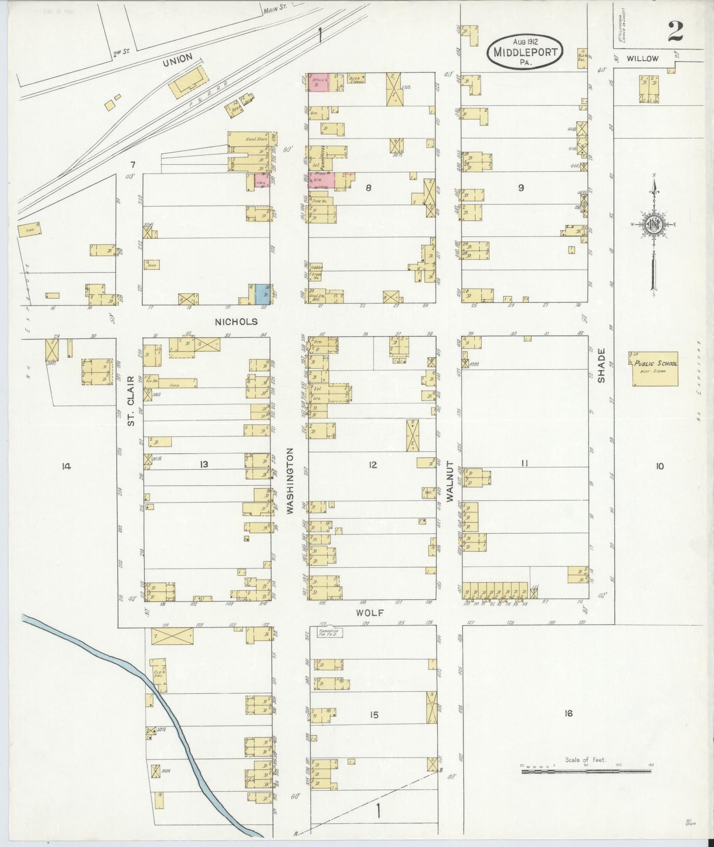 Sanborn Fire Insurance Map from Middleport, Schuylkill County, Pennsylvania (1912), Sheet #0002 - Complete Map Set gallery image, historic Sanborn map, vintage wall art, Pennsylvania Pennsylvania