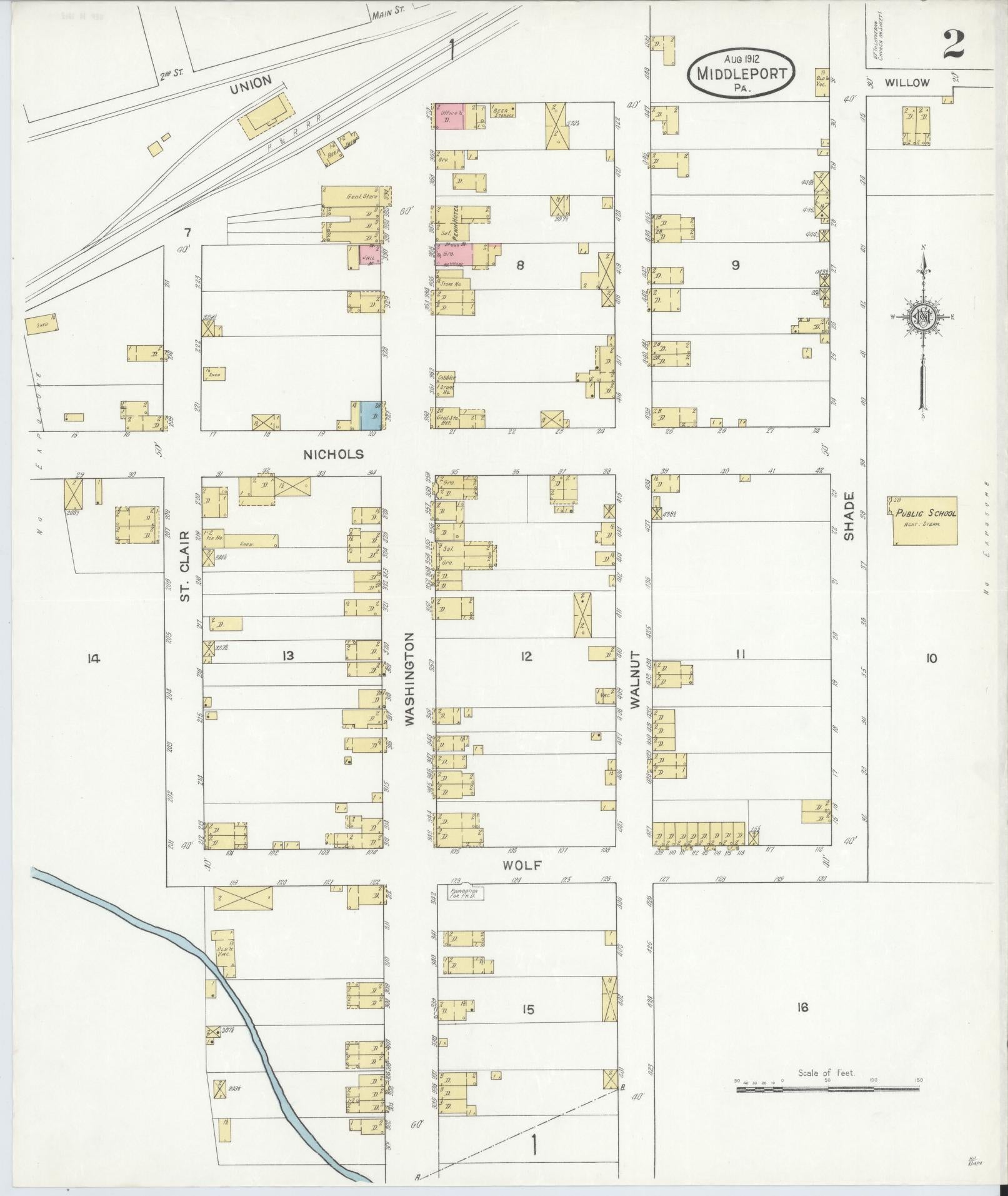 Sanborn Fire Insurance Map from Middleport, Schuylkill County, Pennsylvania (1912), Sheet #0002 - Complete Map Set gallery image, historic Sanborn map, vintage wall art, Pennsylvania Pennsylvania
