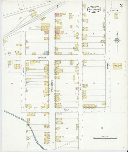 Sanborn Fire Insurance Map from Middleport, Schuylkill County, Pennsylvania (1912), Sheet #0002 - Complete Map Set gallery image, historic Sanborn map, vintage wall art, Pennsylvania Pennsylvania