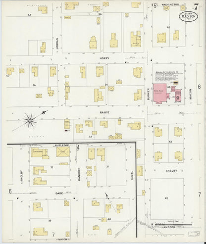 Sanborn Fire Insurance Map from Madison, Madison County, Florida (1909), Sheet #0007 - Complete Map Set gallery image, historic Sanborn map, vintage wall art, Florida Florida