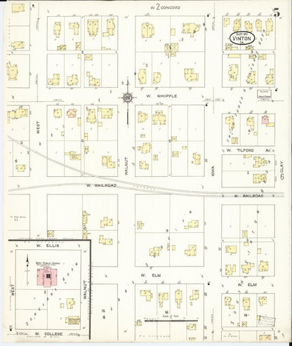 Sanborn Fire Insurance Map from Vinton, Benton County, Iowa (1913), Sheet #0005 - Historic Sanborn Fire Insurance Map Print