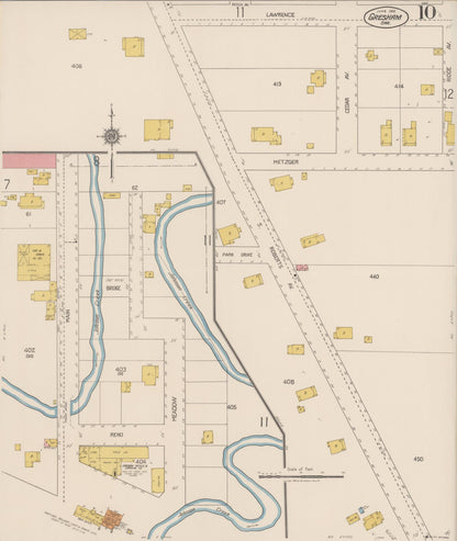 Sanborn Fire Insurance Map from Gresham, Multnomah County, Oregon (1922), Sheet #0010 - Complete Map Set gallery image, historic Sanborn map, vintage wall art, Oregon Oregon