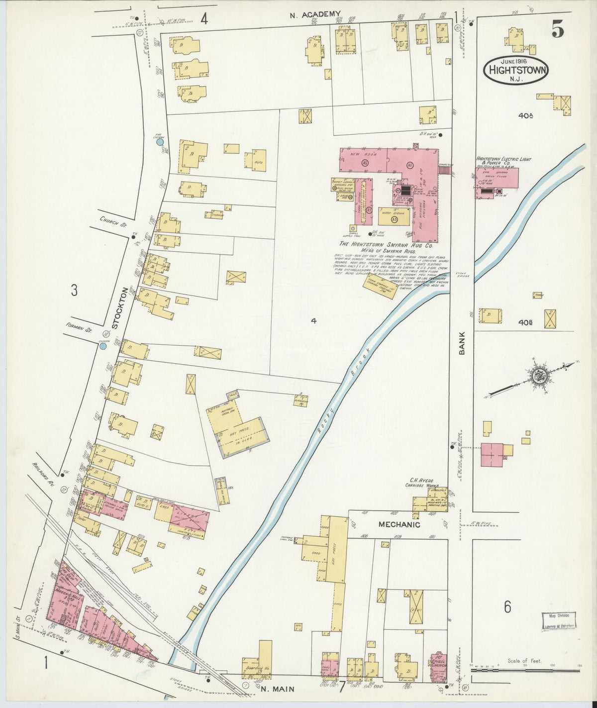 Sanborn Fire Insurance Map from Hightstown, Mercer County, New Jersey (1916), Sheet #0005 - Complete Map Set gallery image, historic Sanborn map, vintage wall art, New Jersey New Jersey