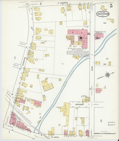 Sanborn Fire Insurance Map from Hightstown, Mercer County, New Jersey (1916), Sheet #0005 - Complete Map Set gallery image, historic Sanborn map, vintage wall art, New Jersey New Jersey