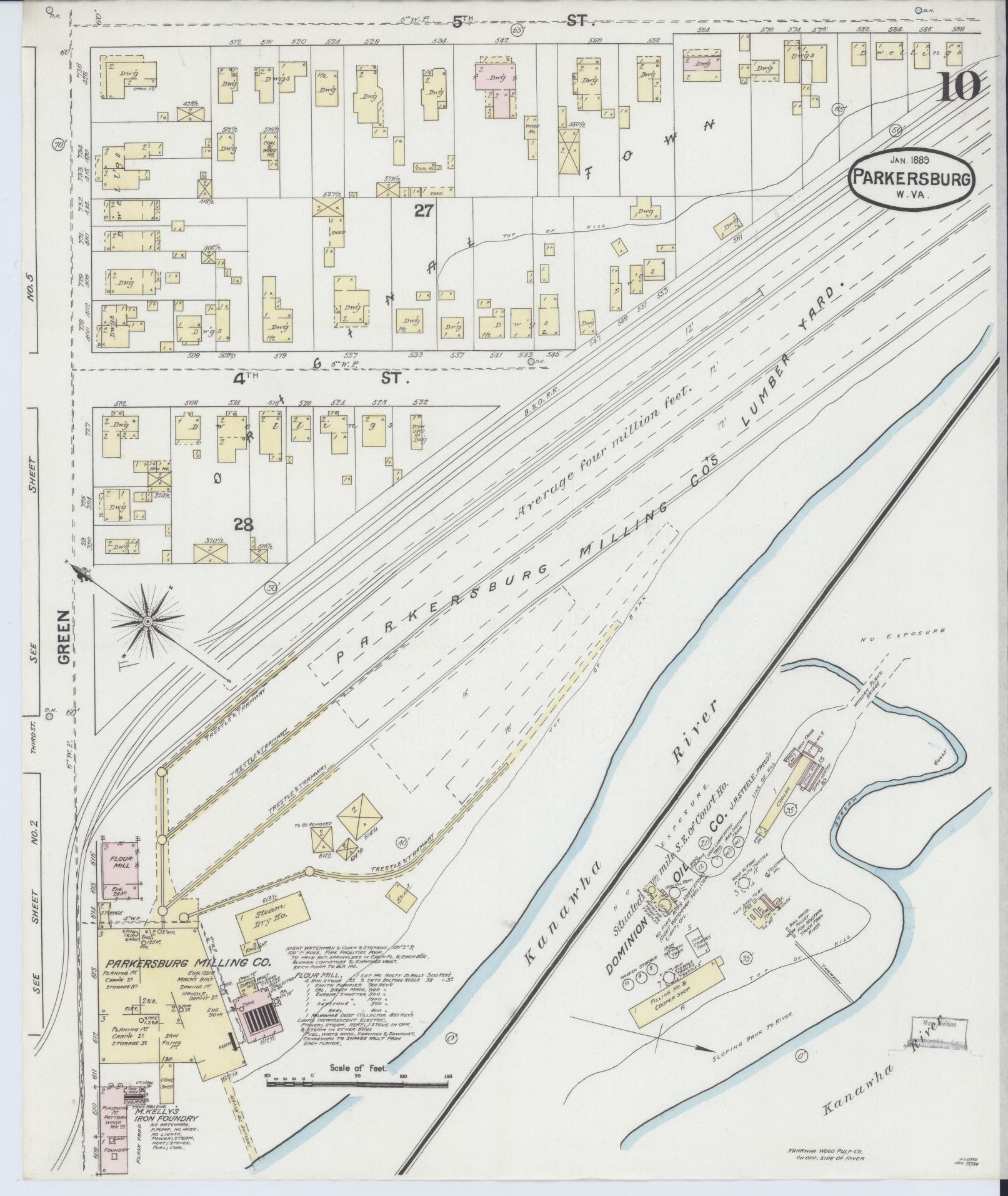 Sanborn Fire Insurance Map from Parkersburg, Wood County, West Virginia (1889), Sheet #0010 - Complete Map Set gallery image, historic Sanborn map, vintage wall art, West Virginia West Virginia