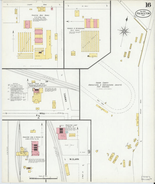 Sanborn Fire Insurance Map from Princeton, Gibson County, Indiana (1900), Sheet #0016 - Historic Sanborn Fire Insurance Map Print, vintage old map wall art, antique decor, genealogy gift, Indiana Indiana map