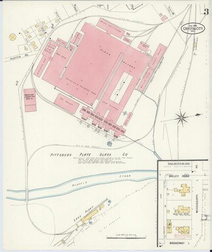 Sanborn Fire Insurance Map from Crystal City, Jefferson County, Missouri (1908), Sheet #0003 - Complete Map Set gallery image, historic Sanborn map, vintage wall art, Missouri Missouri