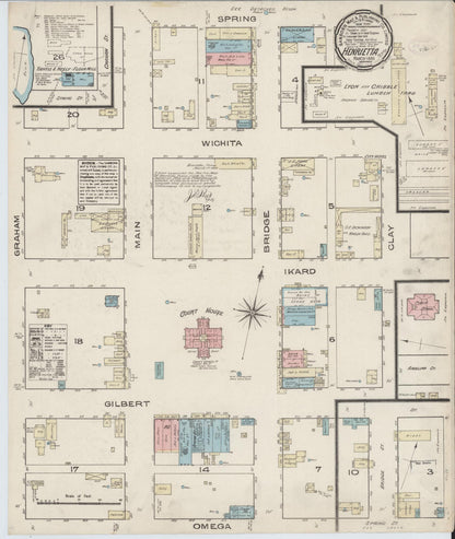 Sanborn Fire Insurance Map from Henrietta, Clay County, Texas (1885), Sheet #0001 - Historic Sanborn Fire Insurance Map Print, vintage old map wall art, antique decor, genealogy gift, Texas Texas map