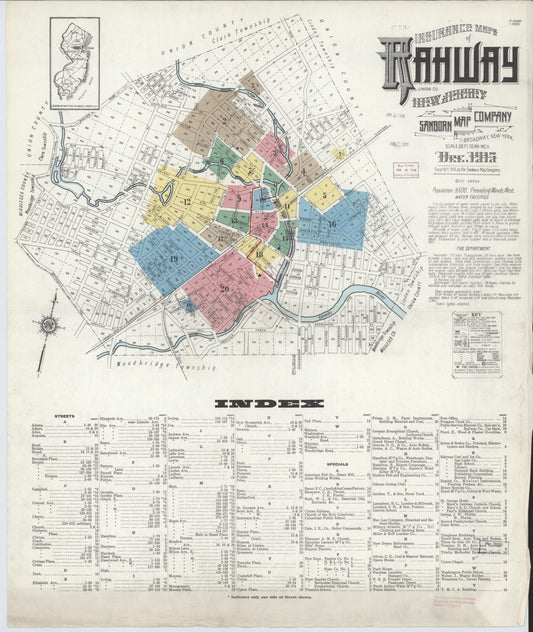 Sanborn Fire Insurance Map from Rahway, Union County, New Jersey. (1915) – Historic Sanborn Fire Insurance Map Print