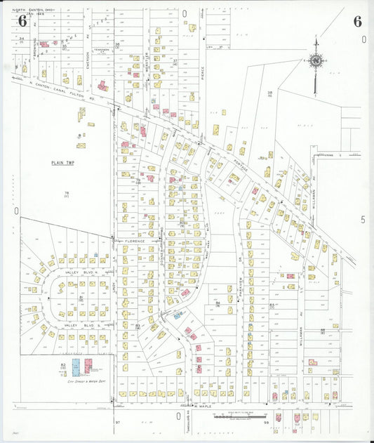Sanborn Fire Insurance Map from North Canton, Stark County, Ohio (1948), Sheet #0006 - Historic Sanborn Fire Insurance Map Print, vintage old map wall art, antique decor, genealogy gift, Ohio Ohio map