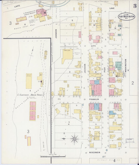 Sanborn Fire Insurance Map from Port Washington, Ozaukee County, Wisconsin (1898), Sheet #0003 - Historic Sanborn Fire Insurance Map Print, vintage old map wall art, antique decor, genealogy gift, Wisconsin Wisconsin map