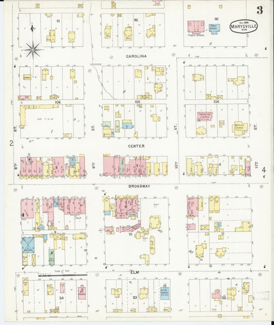 Sanborn Fire Insurance Map from Marysville, Marshall County, Kansas (1896), Sheet #0003 - Historic Sanborn Fire Insurance Map Print, vintage old map wall art, antique decor, genealogy gift, Kansas Kansas map