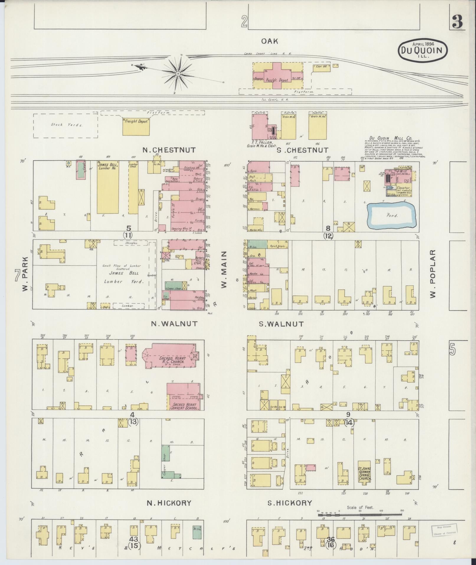 Sanborn Fire Insurance Map from Du Quoin, Perry County, Illinois (1894), Sheet #0003 - Historic Sanborn Fire Insurance Map Print, vintage old map wall art, antique decor, genealogy gift, Illinois Illinois map