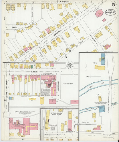Sanborn Fire Insurance Map from Mount Joy, Lancaster County, Pennsylvania (1902), Sheet #0005 - Complete Map Set gallery image, historic Sanborn map, vintage wall art, Pennsylvania Pennsylvania