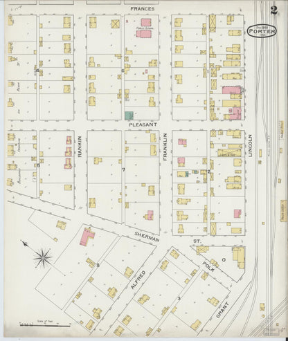 Sanborn Fire Insurance Map from Porter, Porter County, Indiana (1893), Sheet #0002 - Historic Sanborn Fire Insurance Map Print, vintage old map wall art, antique decor, genealogy gift, Indiana Indiana map