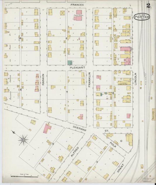 Sanborn Fire Insurance Map from Porter, Porter County, Indiana (1893), Sheet #0002 - Historic Sanborn Fire Insurance Map Print, vintage old map wall art, antique decor, genealogy gift, Indiana Indiana map