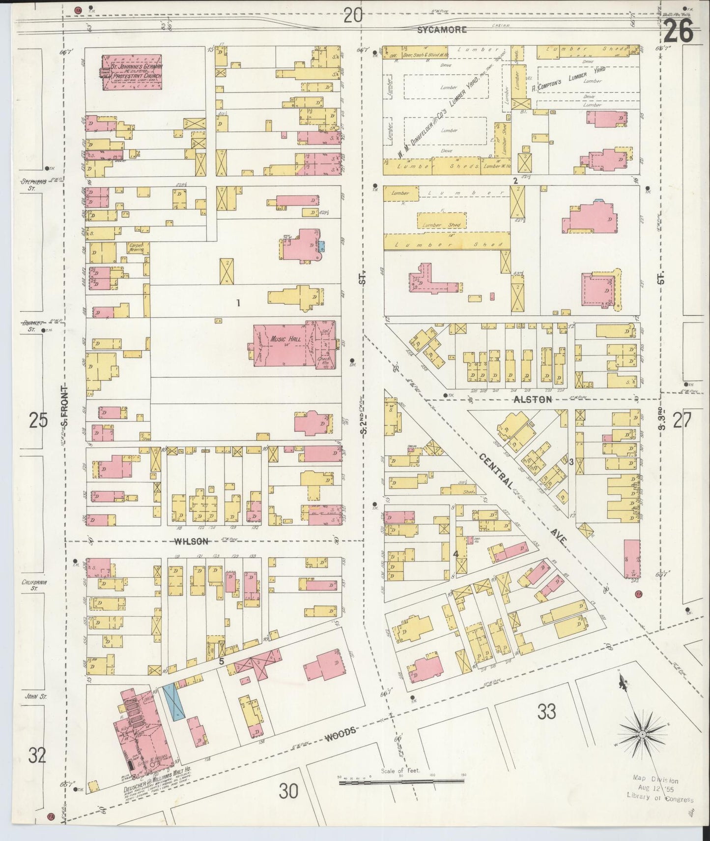 Sanborn Fire Insurance Map from Hamilton, Butler County, Ohio (1899), Sheet #0026 - Historic Sanborn Fire Insurance Map Print, vintage old map wall art, antique decor, genealogy gift, Ohio Ohio map