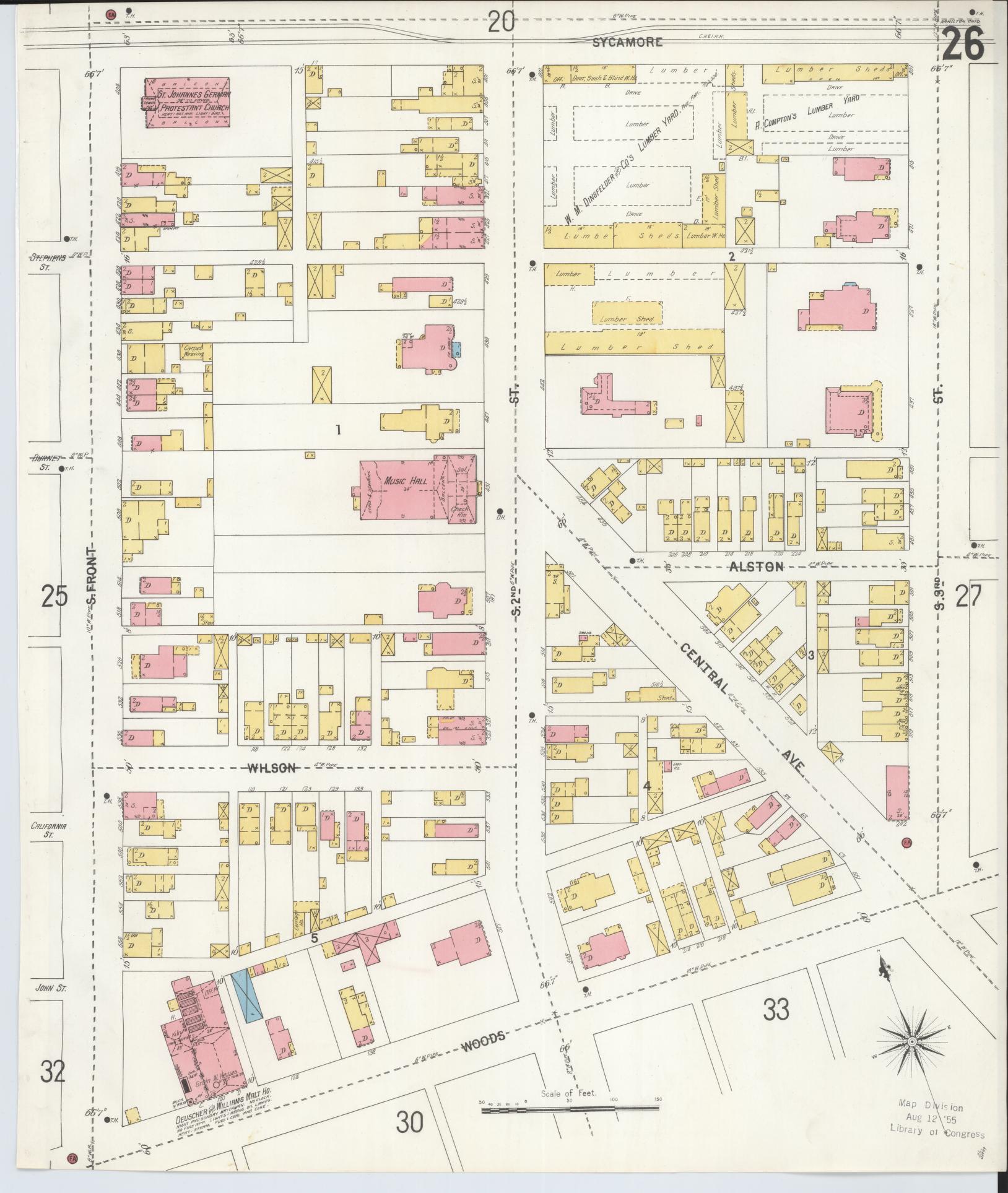 Sanborn Fire Insurance Map from Hamilton, Butler County, Ohio (1899), Sheet #0026 - Historic Sanborn Fire Insurance Map Print, vintage old map wall art, antique decor, genealogy gift, Ohio Ohio map