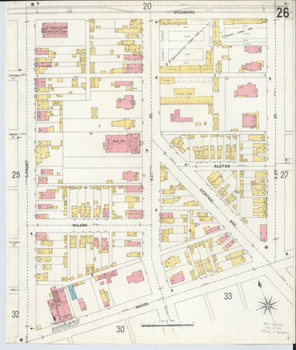 Sanborn Fire Insurance Map from Hamilton, Butler County, Ohio (1899), Sheet #0026 - Historic Sanborn Fire Insurance Map Print, vintage old map wall art, antique decor, genealogy gift, Ohio Ohio map