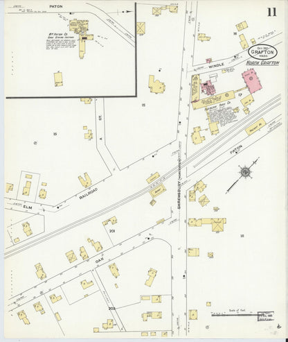 Sanborn Fire Insurance Map from Grafton, Worcester County, Massachusetts (1910), Sheet #0011 - Historic Sanborn Fire Insurance Map Print, vintage old map wall art, antique decor, genealogy gift, Massachusetts Massachusetts map