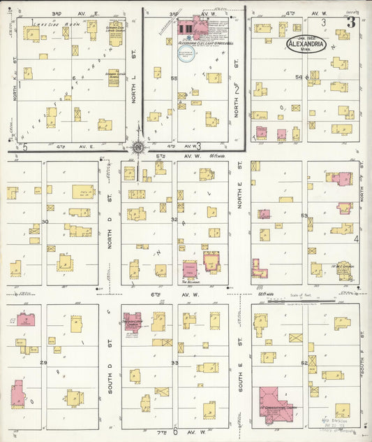Sanborn Fire Insurance Map from Alexandria, Douglas County, Minnesota (1922), Sheet #0003 - Historic Sanborn Fire Insurance Map Print, vintage old map wall art, antique decor, genealogy gift, Minnesota Minnesota map