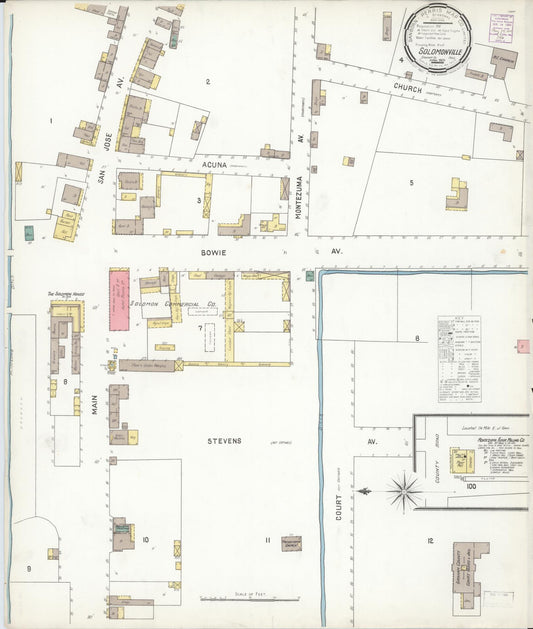 Sanborn Fire Insurance Map from Solomonville, Graham County, Arizona (1901), Sheet #0001 - Historic Sanborn Fire Insurance Map Print, vintage old map wall art, antique decor, genealogy gift, Arizona Arizona map
