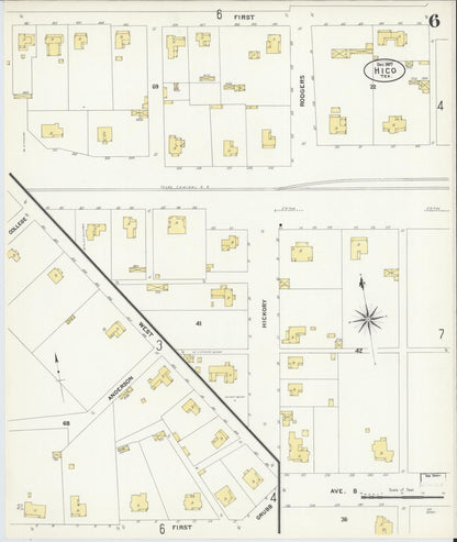 Sanborn Fire Insurance Map from Hico, Hamilton County, Texas (1907), Sheet #0006 - Complete Map Set gallery image, historic Sanborn map, vintage wall art, Texas Texas