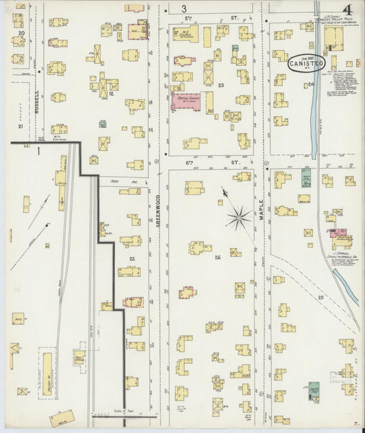 Sanborn Fire Insurance Map from Canisteo, Steuben County, New York (1897), Sheet #0004 - Historic Sanborn Fire Insurance Map Print, vintage old map wall art, antique decor, genealogy gift, New York New York map