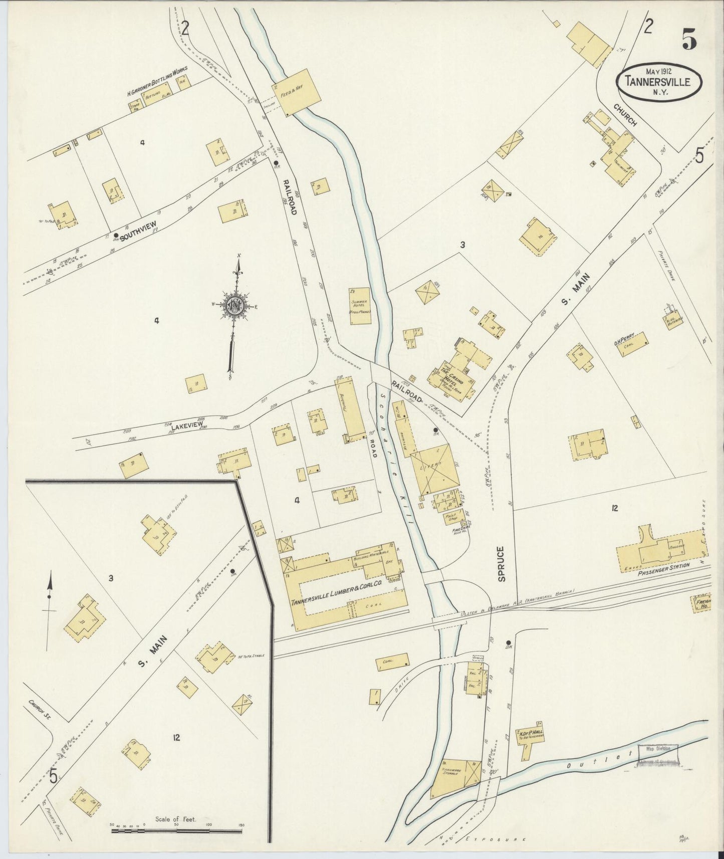 Sanborn Fire Insurance Map from Tannersville, Greene County, New York (1912), Sheet #0005 - Complete Map Set gallery image, historic Sanborn map, vintage wall art, New York New York