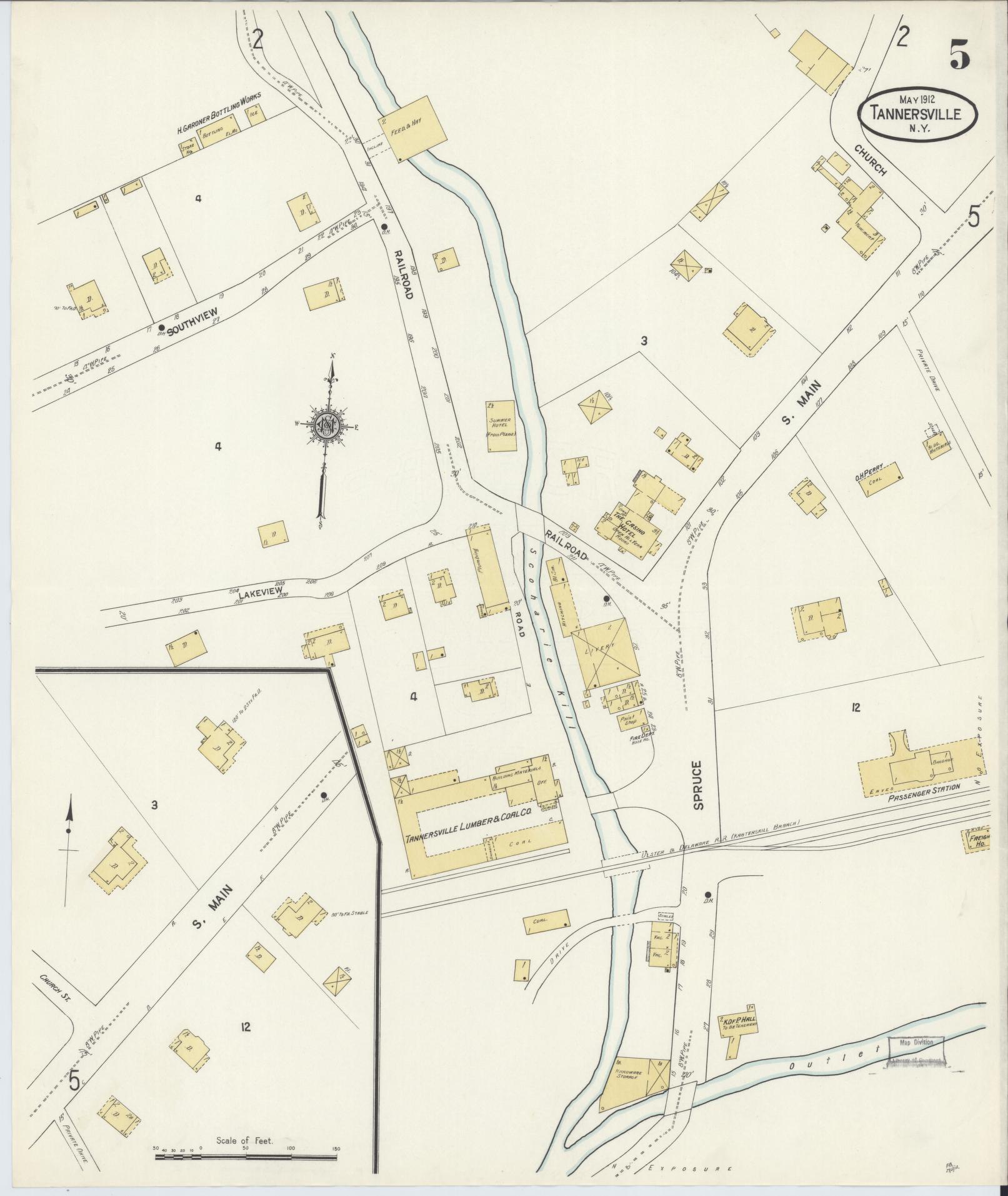 Sanborn Fire Insurance Map from Tannersville, Greene County, New York (1912), Sheet #0005 - Complete Map Set gallery image, historic Sanborn map, vintage wall art, New York New York