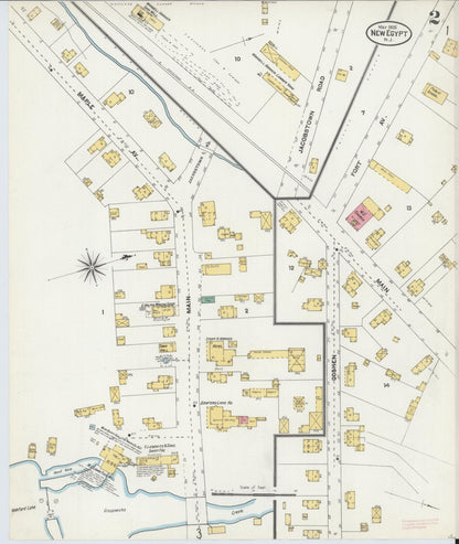 Sanborn Fire Insurance Map from New Egypt, Ocean County, New Jersey (1905), Sheet #0002 - Complete Map Set gallery image, historic Sanborn map, vintage wall art, New Jersey New Jersey