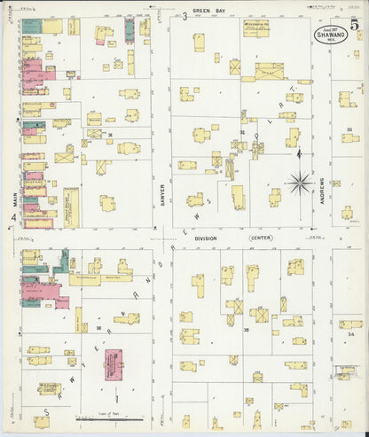 Sanborn Fire Insurance Map from Shawano, Shawano County, Wisconsin (1907), Sheet #0005 - Complete Map Set gallery image, historic Sanborn map, vintage wall art, Wisconsin Wisconsin