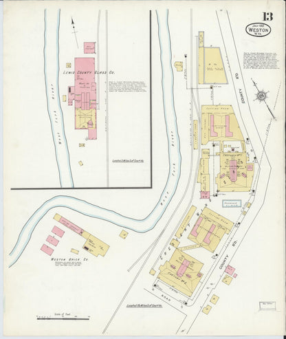 Sanborn Fire Insurance Map from Weston, Lewis County, West Virginia (1913), Sheet #0013 - Complete Map Set gallery image, historic Sanborn map, vintage wall art, West Virginia West Virginia