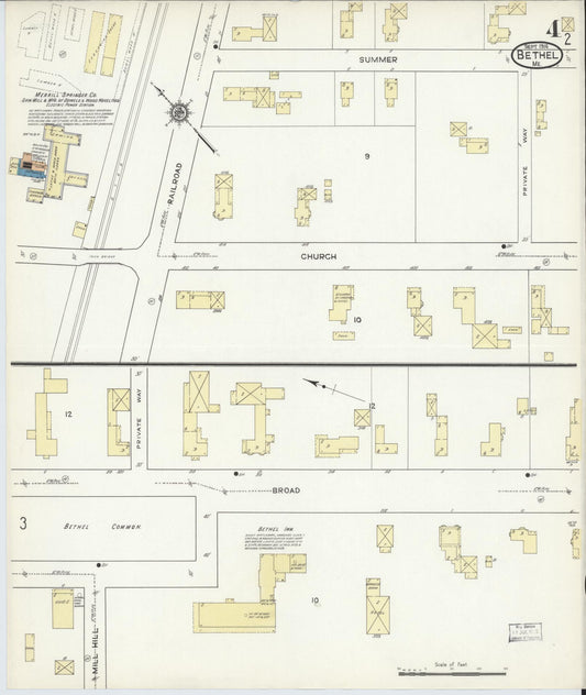 Sanborn Fire Insurance Map from Bethel, Oxford County, Maine (1914), Sheet #0004 - Historic Sanborn Fire Insurance Map Print, vintage old map wall art, antique decor, genealogy gift, Maine Maine map