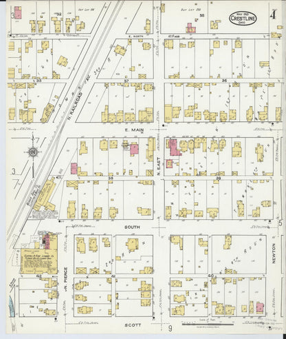Sanborn Fire Insurance Map from Crestline, Crawford County, Ohio (1921), Sheet #0004 - Historic Sanborn Fire Insurance Map Print, vintage old map wall art, antique decor, genealogy gift, Ohio Ohio map