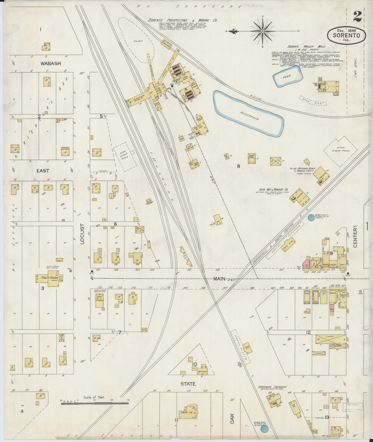 Sanborn Fire Insurance Map from Sorento, Bond County, Illinois (1899), Sheet #0002 - Historic Sanborn Fire Insurance Map Print, vintage old map wall art, antique decor, genealogy gift, Illinois Illinois map