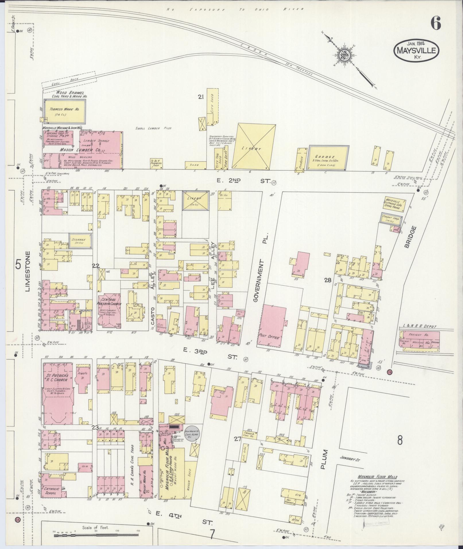 Sanborn Fire Insurance Map from Maysville, Mason County, Kentucky (1914), Sheet #0006 - Complete Map Set gallery image, historic Sanborn map, vintage wall art, Kentucky Kentucky