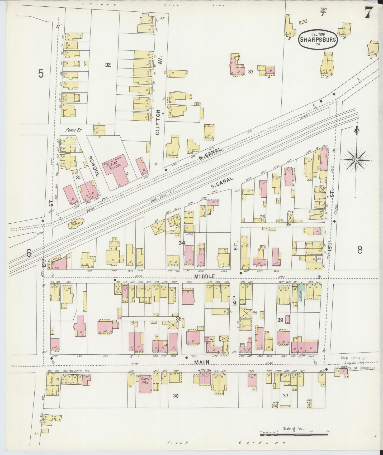 Sanborn Fire Insurance Map from Sharpsburg, Allegheny County, Pennsylvania (1896), Sheet #0007 - Complete Map Set gallery image, historic Sanborn map, vintage wall art, Pennsylvania Pennsylvania