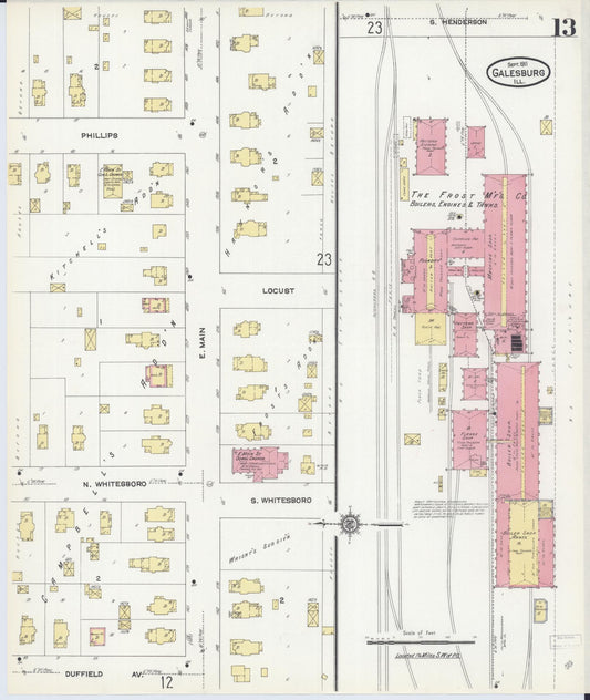 Sanborn Fire Insurance Map from Galesburg, Knox County, Illinois (1911), Sheet #0013 - Historic Sanborn Fire Insurance Map Print, vintage old map wall art, antique decor, genealogy gift, Illinois Illinois map