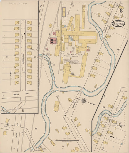 Sanborn Fire Insurance Map from Sheffield, Warren County, Pennsylvania (1922), Sheet #0008 - Historic Sanborn Fire Insurance Map Print, vintage old map wall art, antique decor, genealogy gift, Pennsylvania Pennsylvania map