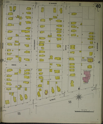 Sanborn Fire Insurance Map from Jackson, Jackson County, Michigan (1907), Sheet #0040 - Historic Sanborn Fire Insurance Map Print, vintage old map wall art, antique decor, genealogy gift, Michigan Michigan map