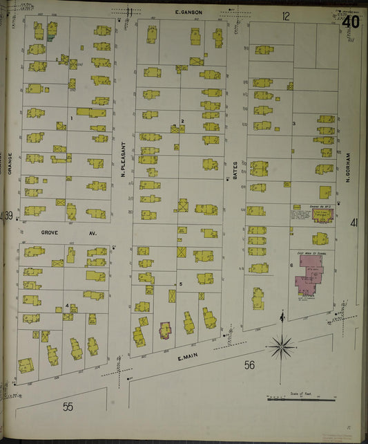 Sanborn Fire Insurance Map from Jackson, Jackson County, Michigan (1907), Sheet #0040 - Historic Sanborn Fire Insurance Map Print, vintage old map wall art, antique decor, genealogy gift, Michigan Michigan map