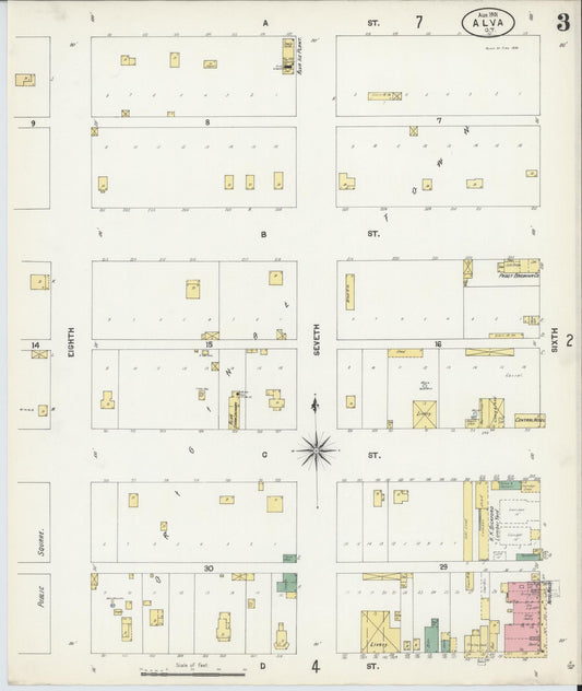 Sanborn Fire Insurance Map from Alva, Woods County, Oklahoma (1901), Sheet #0003 - Historic Sanborn Fire Insurance Map Print, vintage old map wall art, antique decor, genealogy gift, Oklahoma Oklahoma map