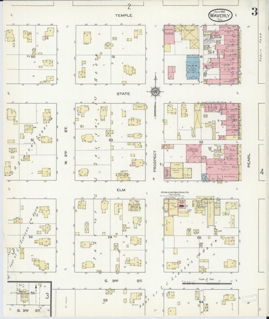 Sanborn Fire Insurance Map from Waverly, Morgan County, Illinois (1914), Sheet #0003 - Historic Sanborn Fire Insurance Map Print, vintage old map wall art, antique decor, genealogy gift, Illinois Illinois map