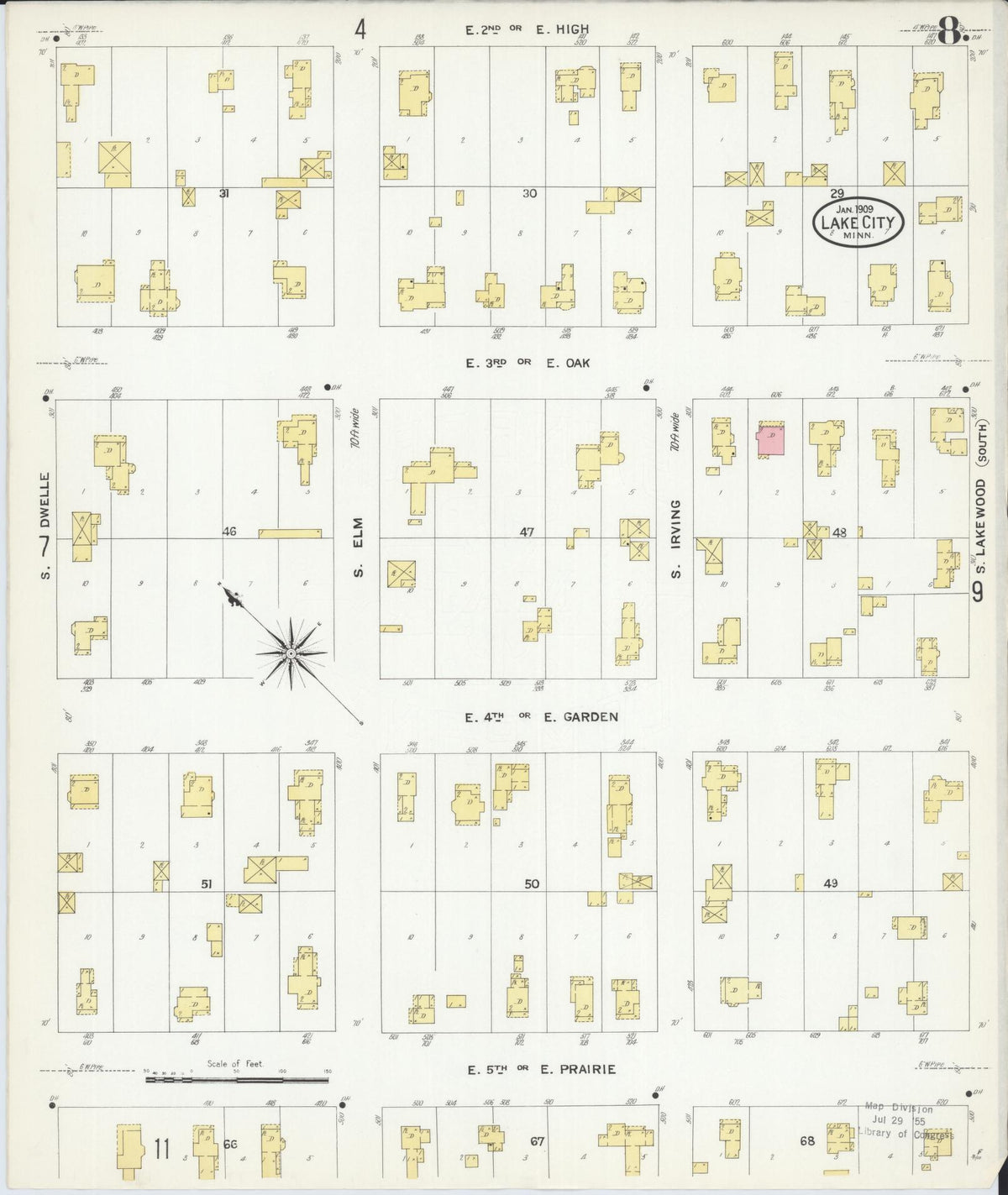 Sanborn Fire Insurance Map from Lake City, Wabasha County, Minnesota (1909), Sheet #0008 - Complete Map Set gallery image, historic Sanborn map, vintage wall art, Minnesota Minnesota