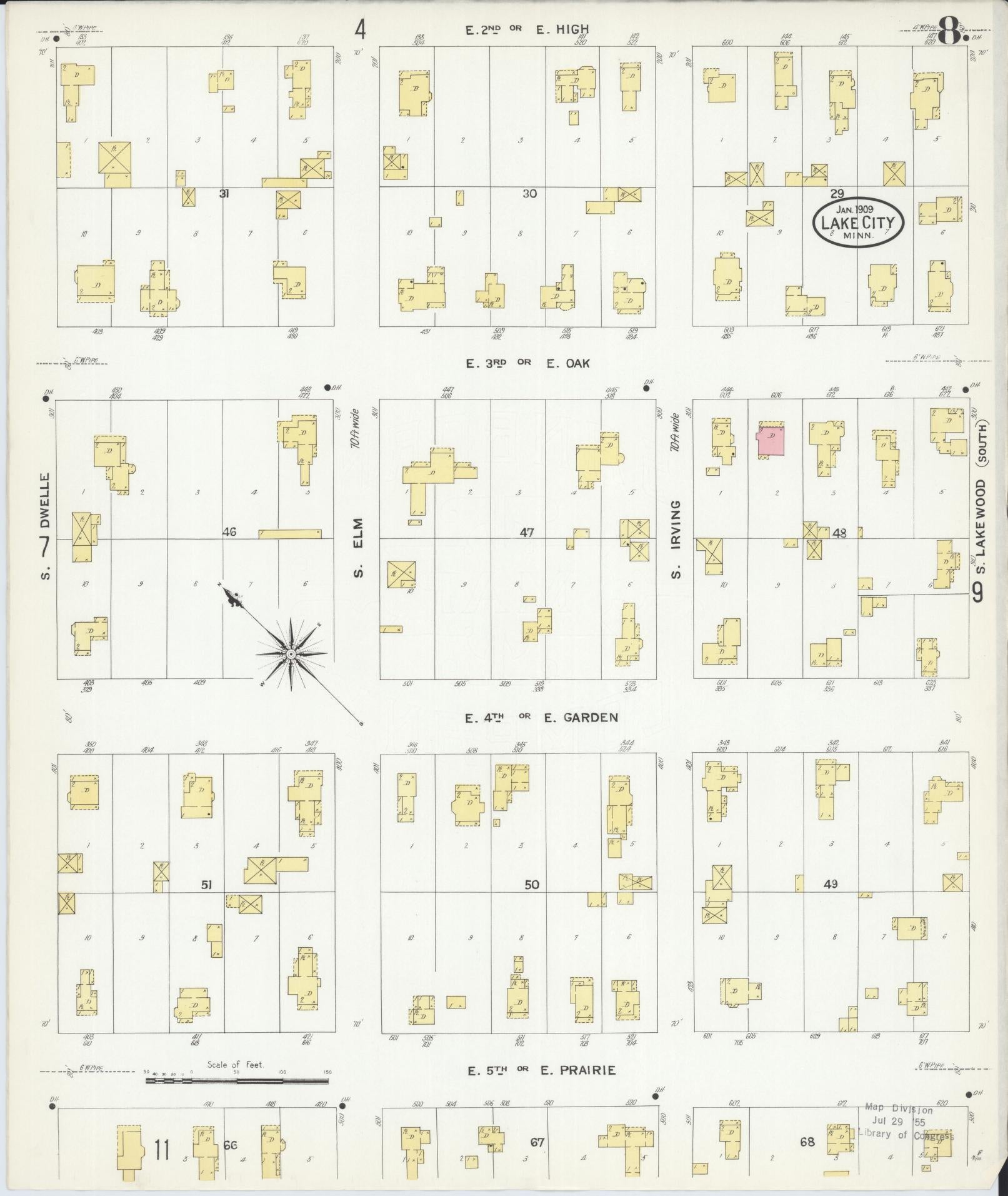 Sanborn Fire Insurance Map from Lake City, Wabasha County, Minnesota (1909), Sheet #0008 - Complete Map Set gallery image, historic Sanborn map, vintage wall art, Minnesota Minnesota