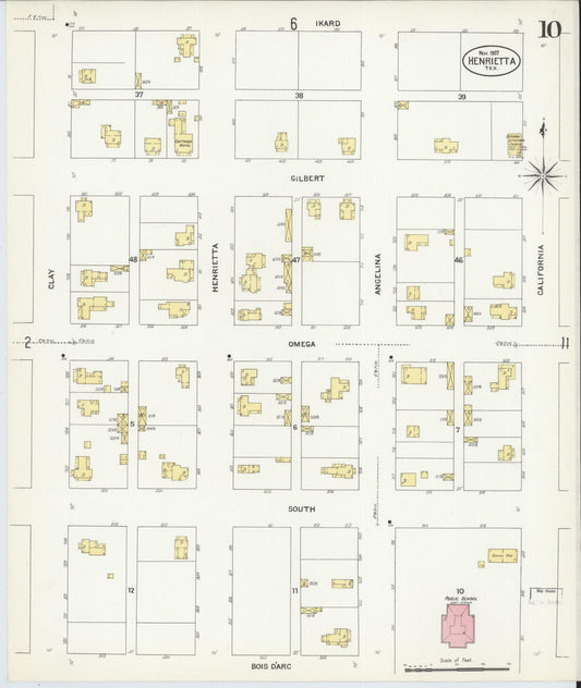 Sanborn Fire Insurance Map from Henrietta, Clay County, Texas (1907), Sheet #0010 - Historic Sanborn Fire Insurance Map Print, vintage old map wall art, antique decor, genealogy gift, Texas Texas map