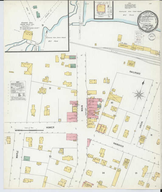 Sanborn Fire Insurance Map from Concord, Jackson County, Michigan (1900), Sheet #0001 - Historic Sanborn Fire Insurance Map Print, vintage old map wall art, antique decor, genealogy gift, Michigan Michigan map