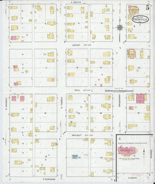 Sanborn Fire Insurance Map from Knoxville, Knox County, Illinois (1918), Sheet #0005 - Historic Sanborn Fire Insurance Map Print, vintage old map wall art, antique decor, genealogy gift, Illinois Illinois map